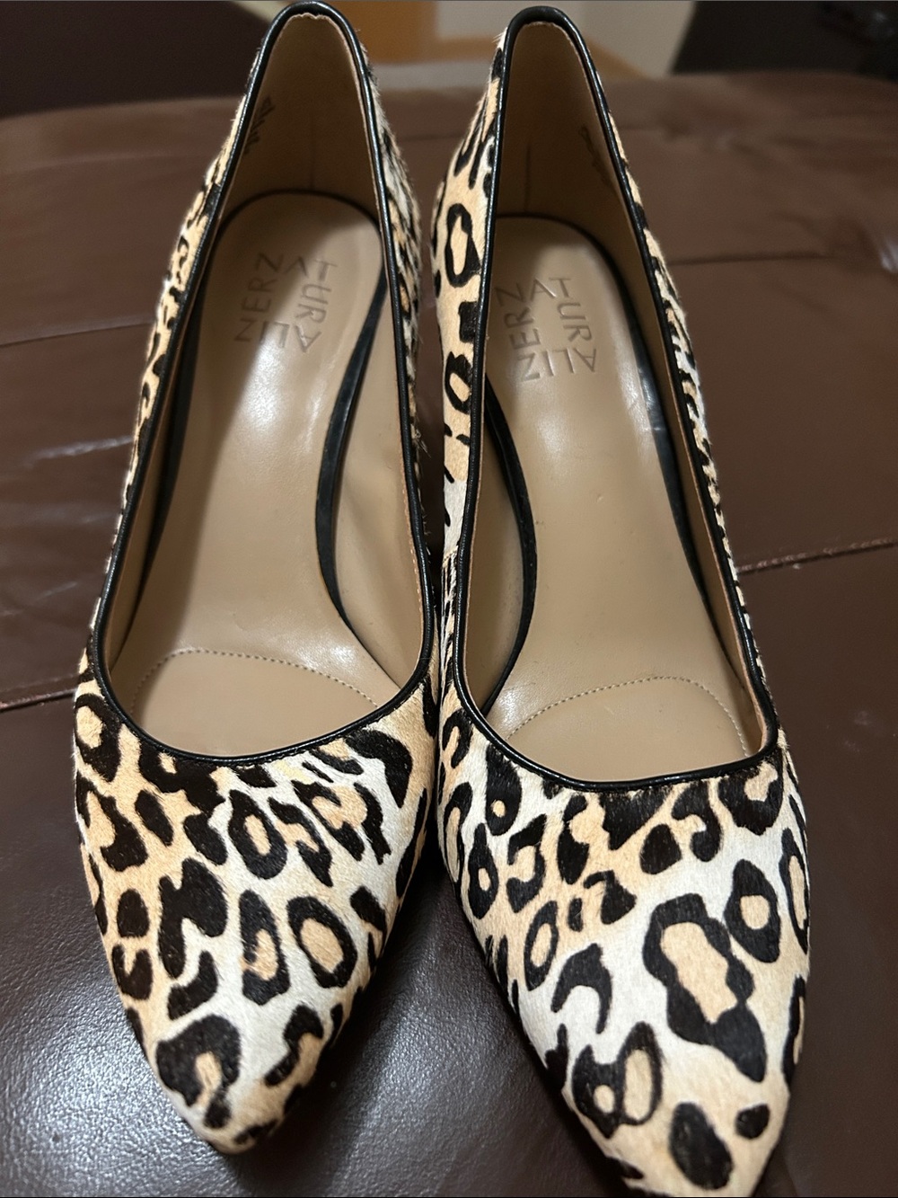 Naturalizer Leopard Print Pointed-Toe Pumps - Tan/Black 7 1/2